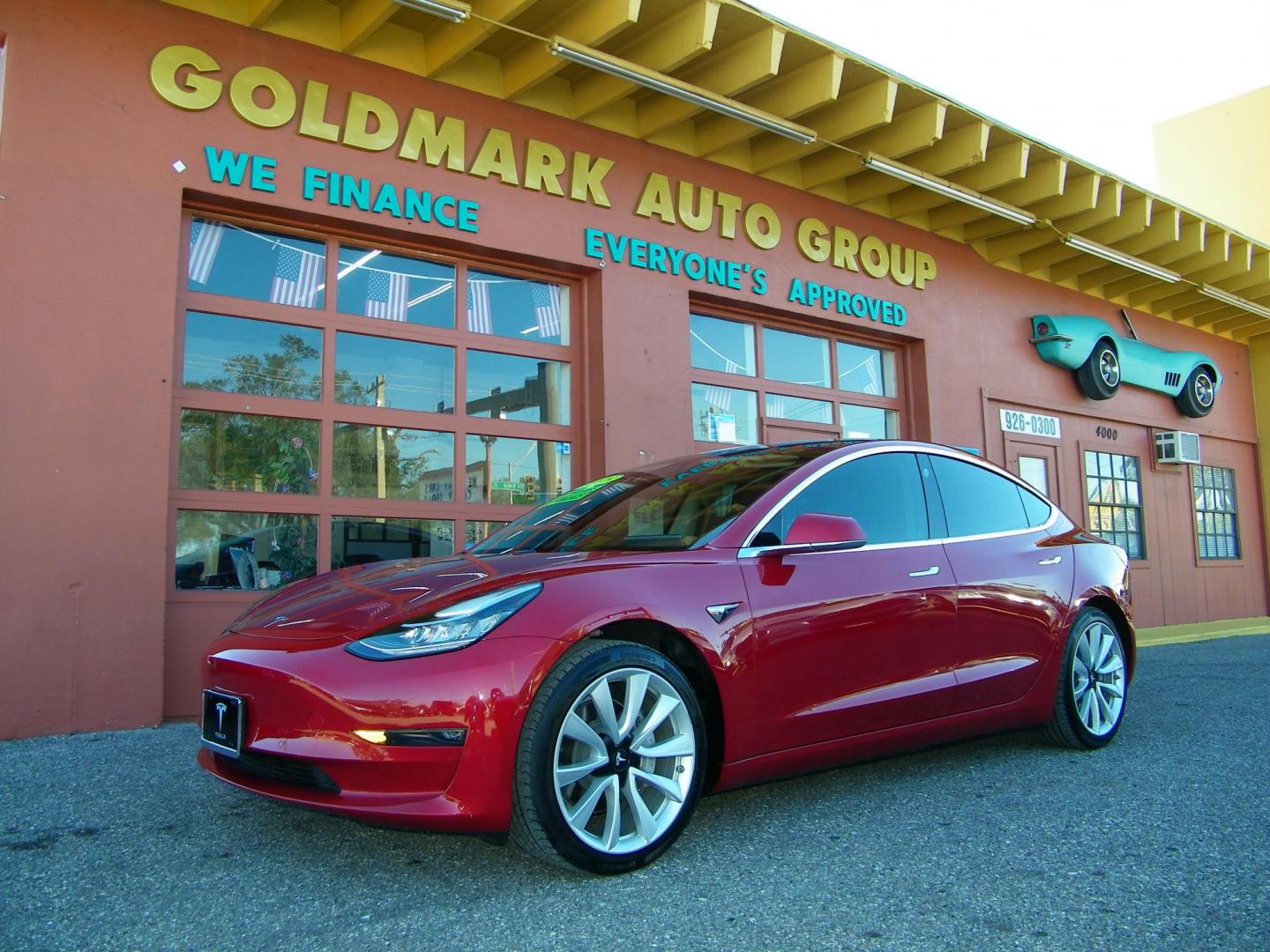 2018 Red /Black Tesla Model 3 Base (5YJ3E1EA1JF) with an ELECTRIC engine, 1A transmission, located at 4000 Bee Ridge Road, Sarasota, FL, 34233, (941) 926-0300, 27.298664, -82.489151 - Photo#0