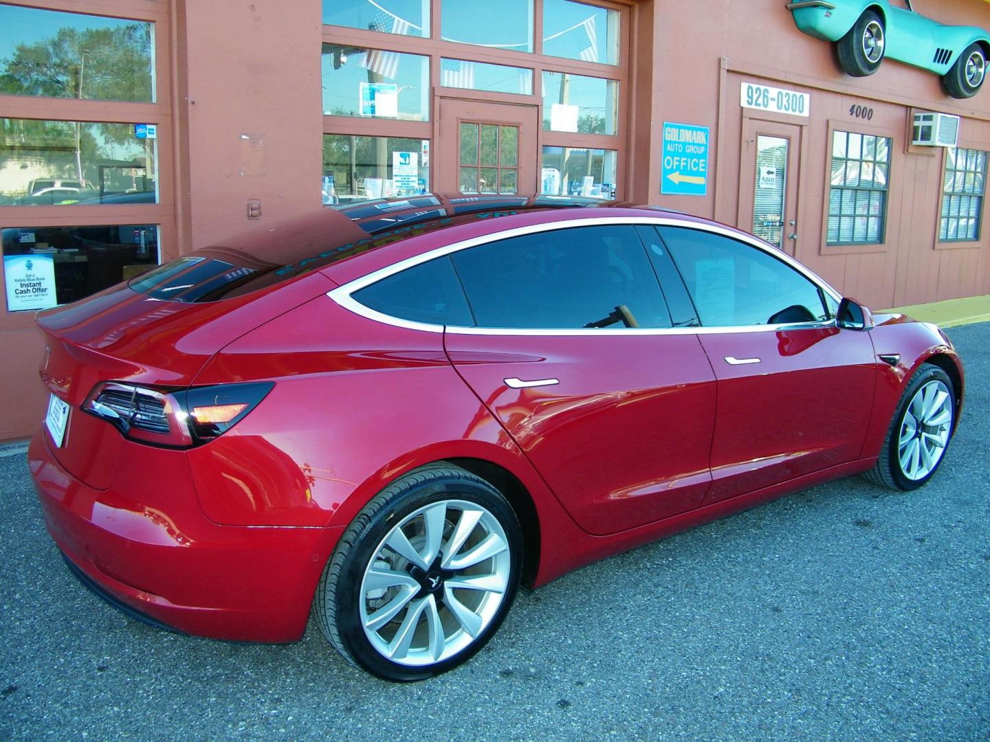 2018 Red /Black Tesla Model 3 Base (5YJ3E1EA1JF) with an ELECTRIC engine, 1A transmission, located at 4000 Bee Ridge Road, Sarasota, FL, 34233, (941) 926-0300, 27.298664, -82.489151 - Photo#10