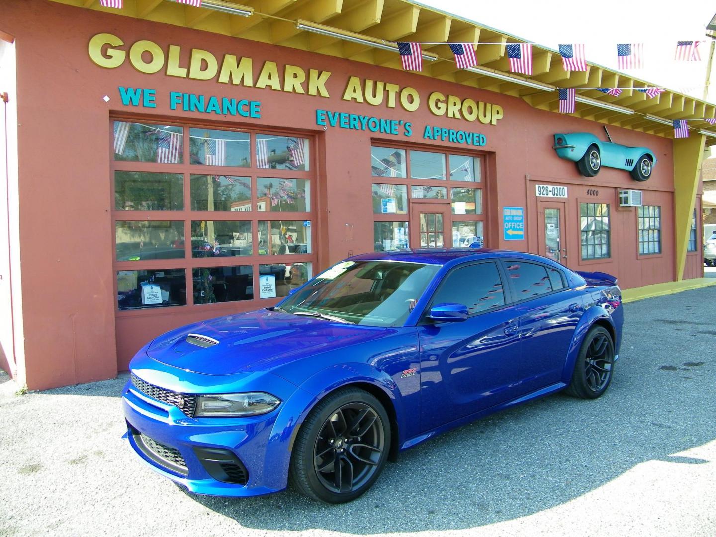 2020 Blue /Black Dodge Charger Scat Pack (2C3CDXGJ6LH) with an 6.4L V8 OHV 16V engine, 5A transmission, located at 4000 Bee Ridge Road, Sarasota, FL, 34233, (941) 926-0300, 27.298664, -82.489151 - Photo#0