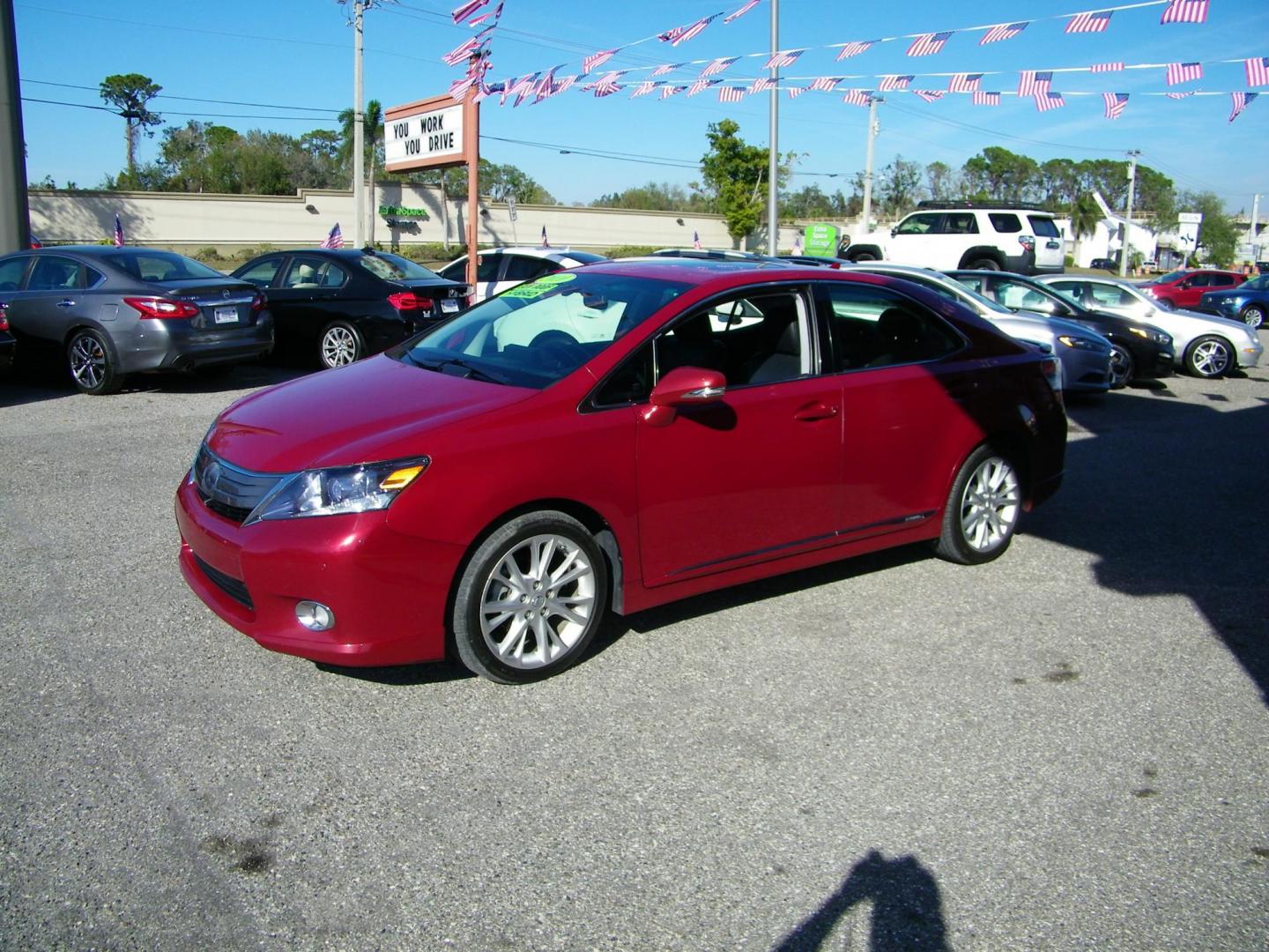 2010 Red /Black Lexus HS 250h Premium (JTHBB1BA8A2) with an 2.4L L4 DOHC 16V HYBRID engine, Automatic transmission, located at 4000 Bee Ridge Road, Sarasota, FL, 34233, (941) 926-0300, 27.298664, -82.489151 - Photo#0