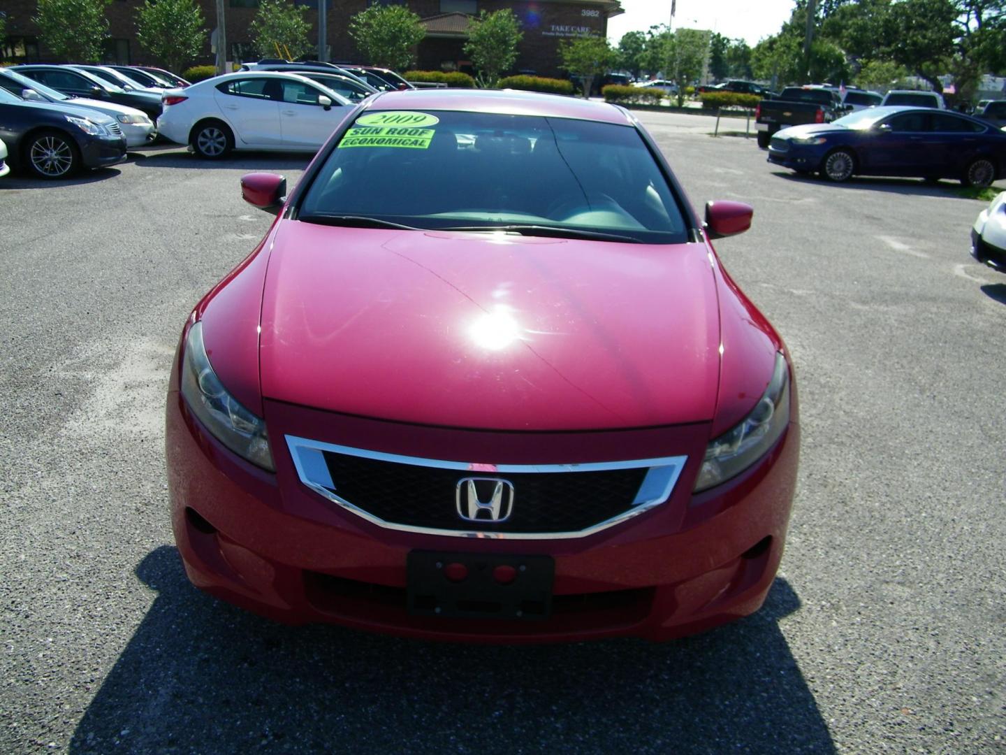 2009 Red /Black Honda Accord EX Coupe AT (1HGCS12759A) with an 2.4L L4 DOHC 16V engine, 5-Speed Automatic transmission, located at 4000 Bee Ridge Road, Sarasota, FL, 34233, (941) 926-0300, 27.298664, -82.489151 - Photo#1