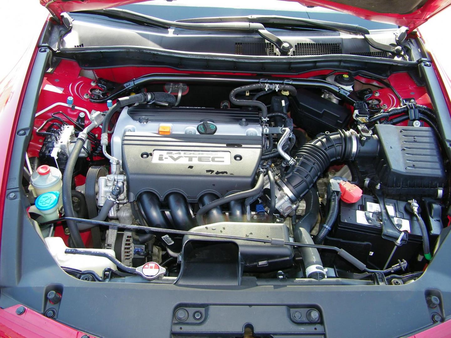 2009 Red /Black Honda Accord EX Coupe AT (1HGCS12759A) with an 2.4L L4 DOHC 16V engine, 5-Speed Automatic transmission, located at 4000 Bee Ridge Road, Sarasota, FL, 34233, (941) 926-0300, 27.298664, -82.489151 - Photo#9