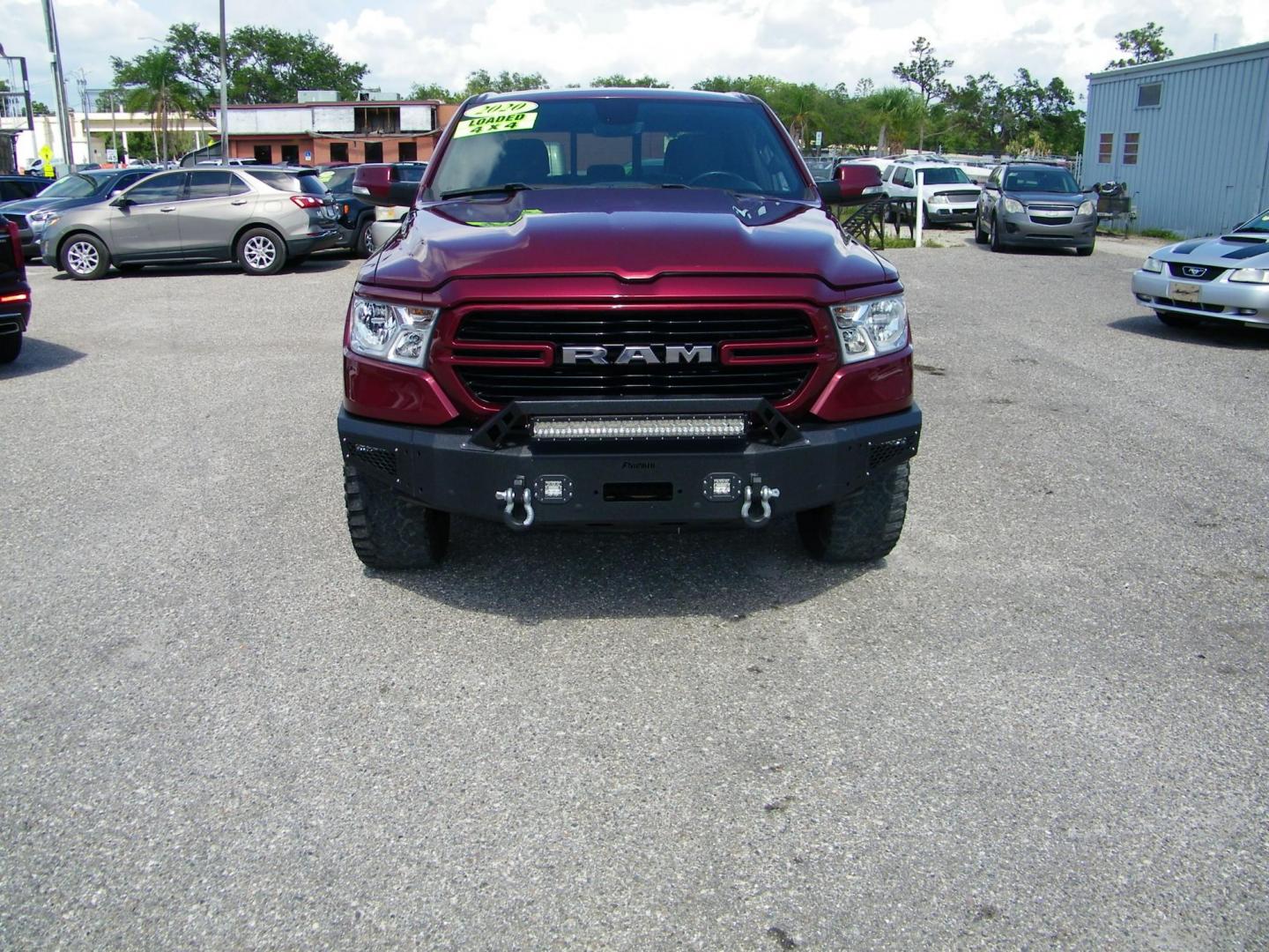 2020 Maroon /Black RAM 1500 Big Horn Crew Cab SWB 4WD (1C6SRFFT6LN) with an 5.7L V8 OHV 16V engine, 8A transmission, located at 4000 Bee Ridge Road, Sarasota, FL, 34233, (941) 926-0300, 27.298664, -82.489151 - Photo#1