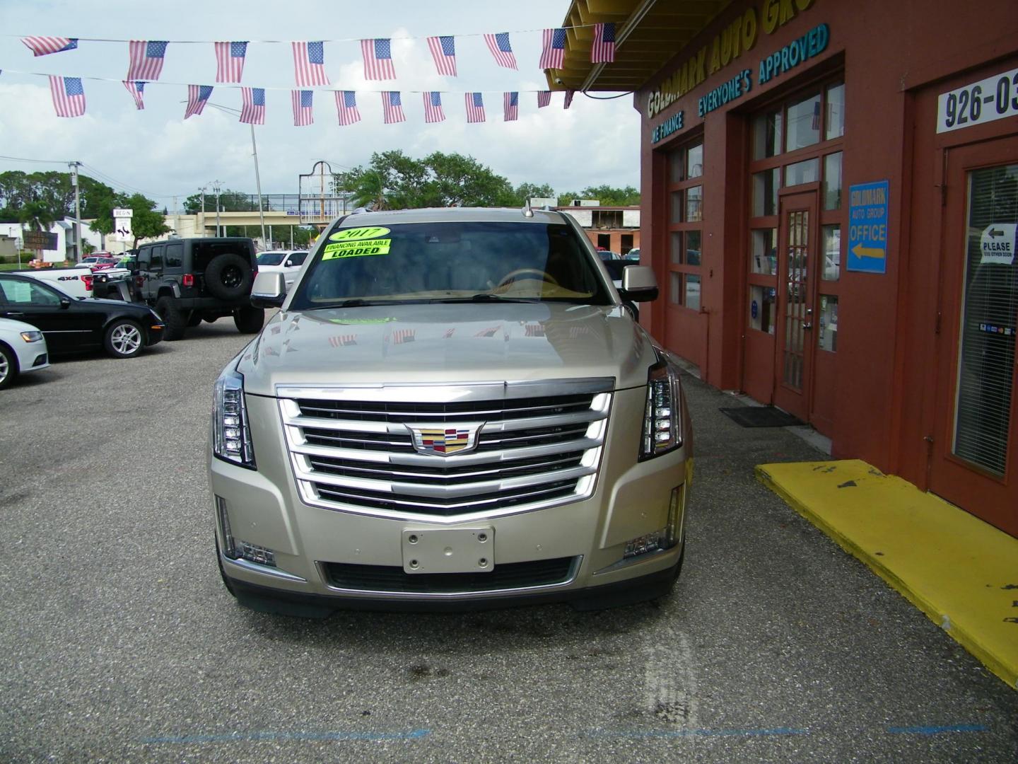 2017 Gold /Brown Cadillac Escalade Platinum 4WD (1GYS4DKJ7HR) with an 6.2L V8 OHV 16V FFV engine, 8A transmission, located at 4000 Bee Ridge Road, Sarasota, FL, 34233, (941) 926-0300, 27.298664, -82.489151 - Photo#2
