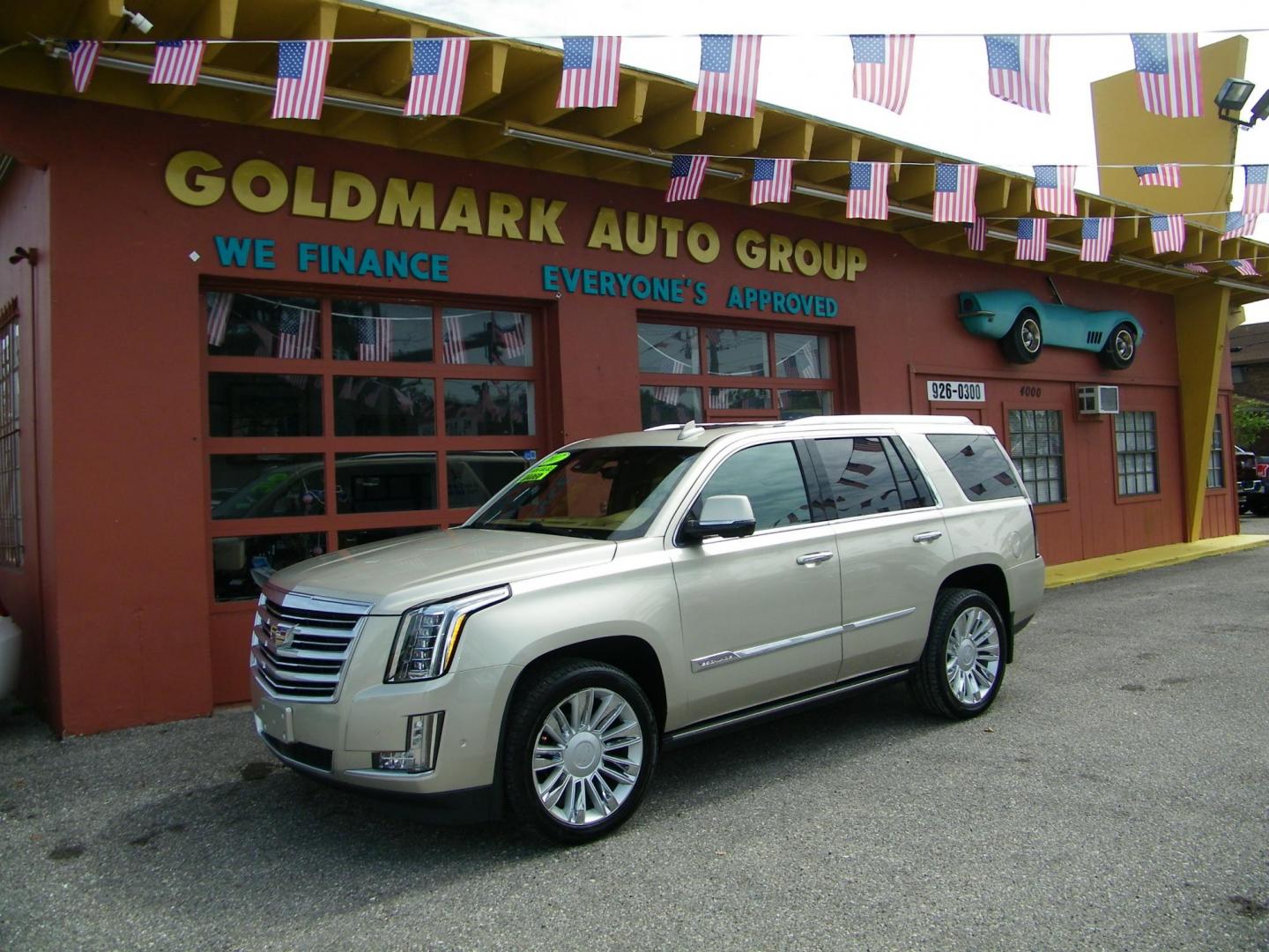 2017 Gold /Brown Cadillac Escalade Platinum 4WD (1GYS4DKJ7HR) with an 6.2L V8 OHV 16V FFV engine, 8A transmission, located at 4000 Bee Ridge Road, Sarasota, FL, 34233, (941) 926-0300, 27.298664, -82.489151 - Photo#0
