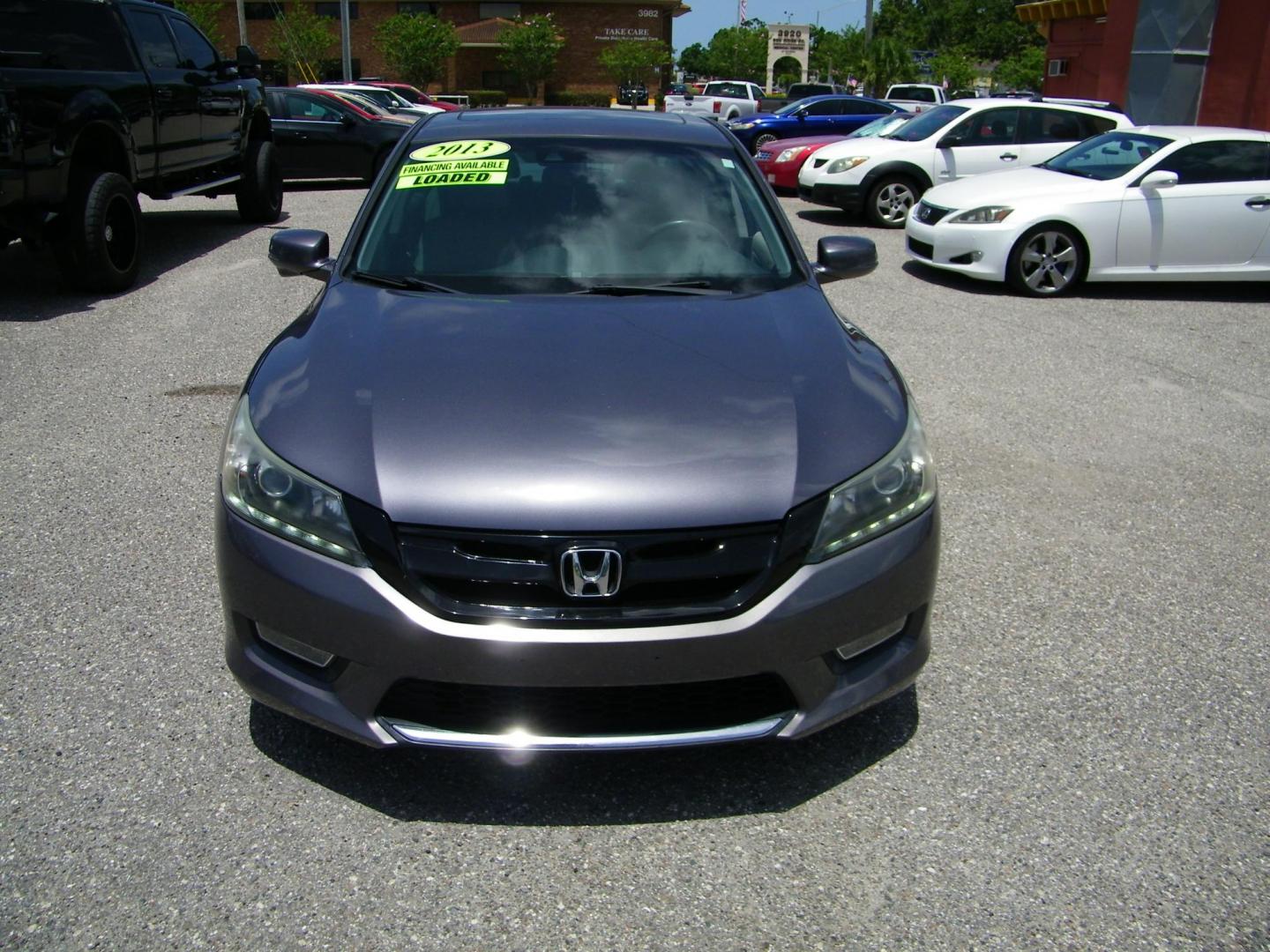 2013 Gray /Gray Honda Accord EX-L V6 Sedan AT (1HGCR3F89DA) with an 3.5L V6 SOHC 24V engine, 6-Speed Automatic transmission, located at 4000 Bee Ridge Road, Sarasota, FL, 34233, (941) 926-0300, 27.298664, -82.489151 - Photo#1