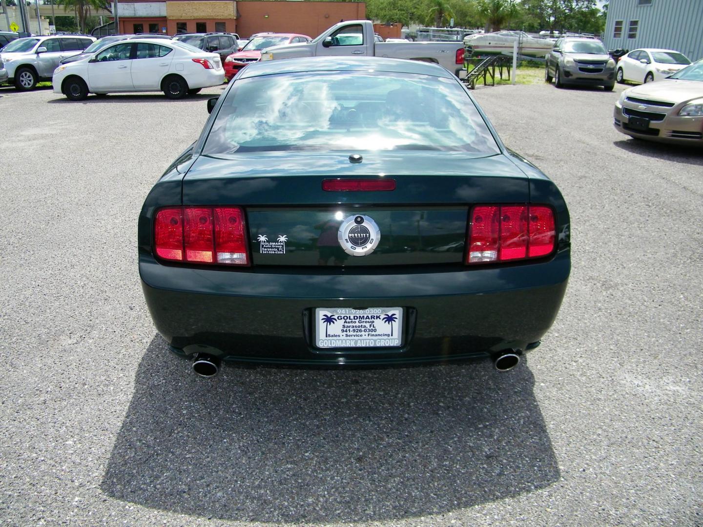 2008 Green /Black Ford Mustang GT Bullitt (1ZVHT82H985) with an 4.6L V8 SOHC 24V engine, Manual transmission, located at 4000 Bee Ridge Road, Sarasota, FL, 34233, (941) 926-0300, 27.298664, -82.489151 - Photo#4