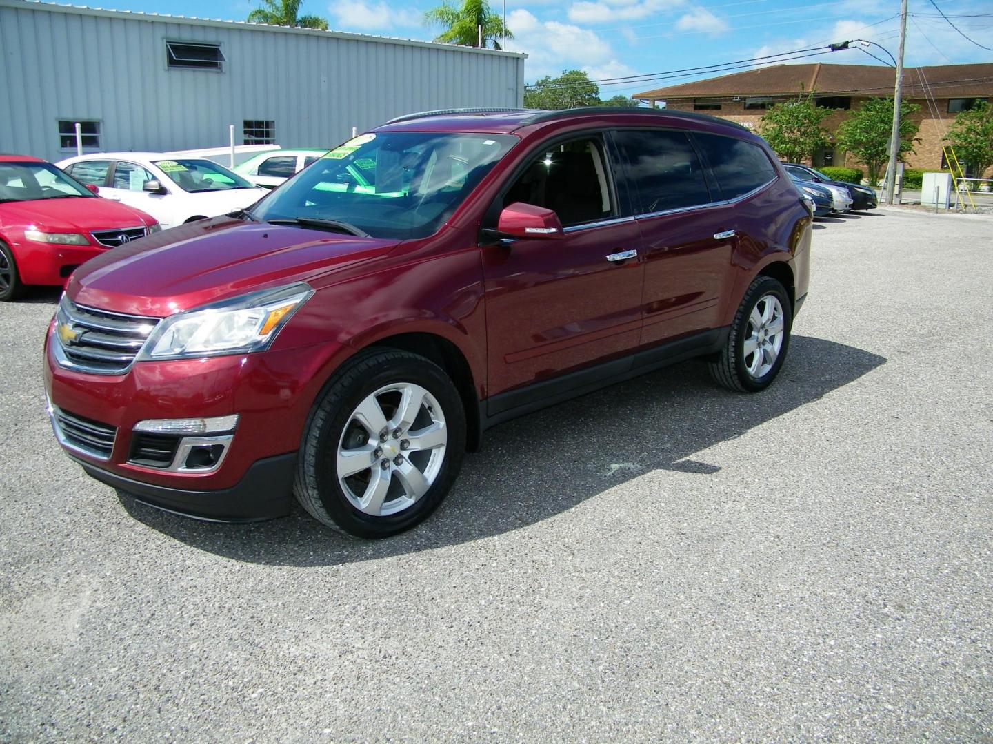 2017 Maroon /Black Chevrolet Traverse 1LT FWD (1GNKRGKD8HJ) with an 3.6L V6 DOHC 24V engine, 6A transmission, located at 4000 Bee Ridge Road, Sarasota, FL, 34233, (941) 926-0300, 27.298664, -82.489151 - Photo#0