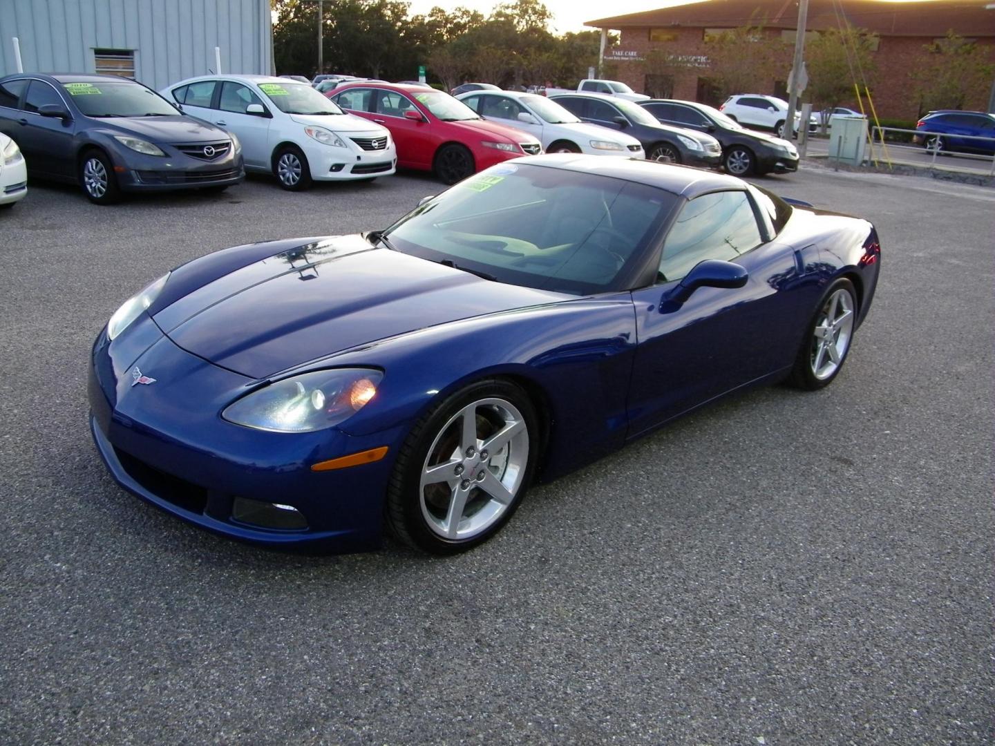 2005 Blue /Beige Chevrolet Corvette Coupe (1G1YY24U955) with an 6.0L V8 OHV 16V engine, Automatic transmission, located at 4000 Bee Ridge Road, Sarasota, FL, 34233, (941) 926-0300, 27.298664, -82.489151 - Photo#0