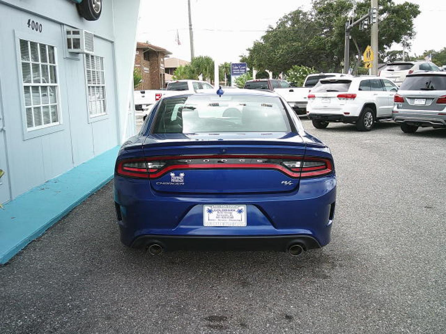 2018 Blue /Black Dodge Charger R/T (2C3CDXCT6JH) with an 5.7L V8 OHV 16V engine, 8A transmission, located at 4000 Bee Ridge Road, Sarasota, FL, 34233, (941) 926-0300, 27.298664, -82.489151- Photo#3