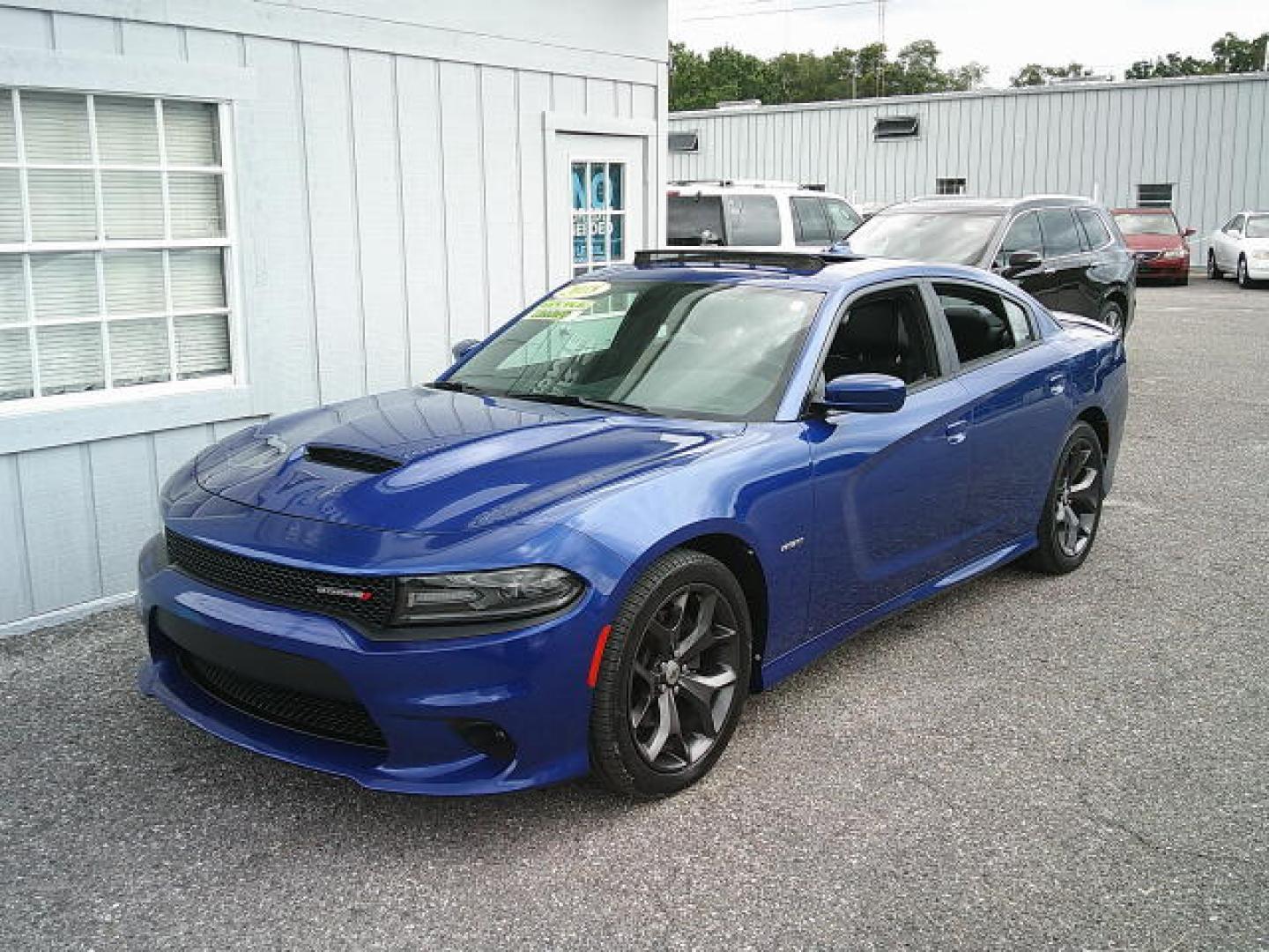 2018 Blue /Black Dodge Charger R/T (2C3CDXCT6JH) with an 5.7L V8 OHV 16V engine, 8A transmission, located at 4000 Bee Ridge Road, Sarasota, FL, 34233, (941) 926-0300, 27.298664, -82.489151- Photo#1