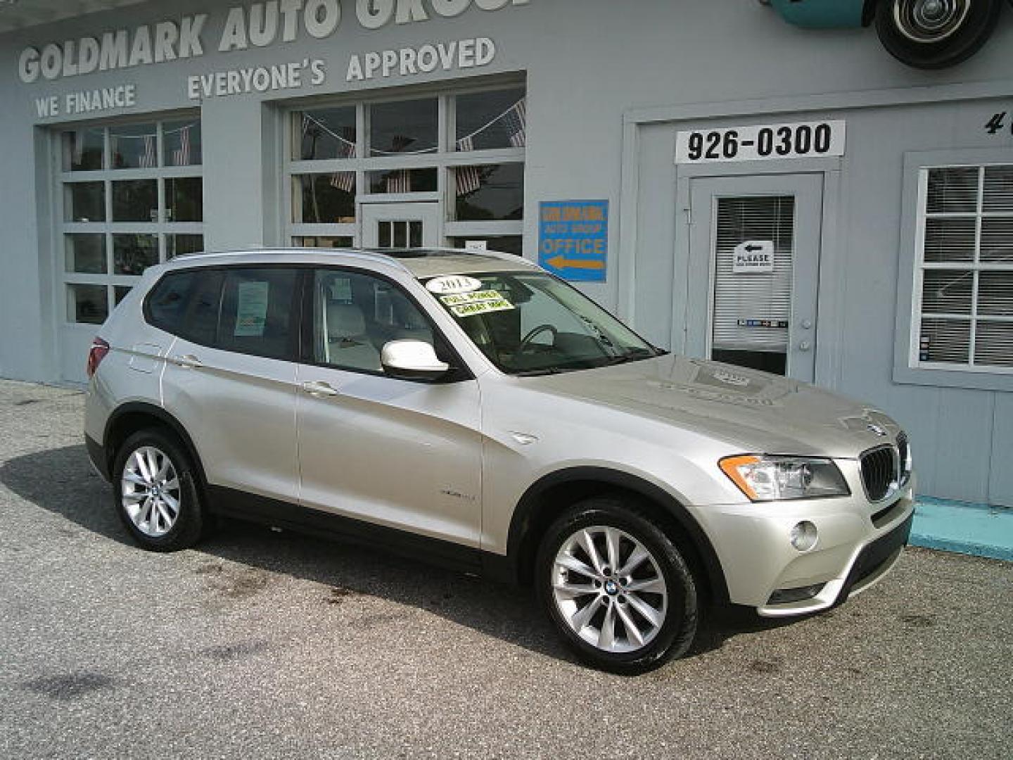 2013 Silver /Tan BMW X3 xDrive28i (5UXWX9C57DL) with an 3.0L L6 DOHC 24V engine, 8-Speed Automatic transmission, located at 4000 Bee Ridge Road, Sarasota, FL, 34233, (941) 926-0300, 27.298664, -82.489151- Photo#3