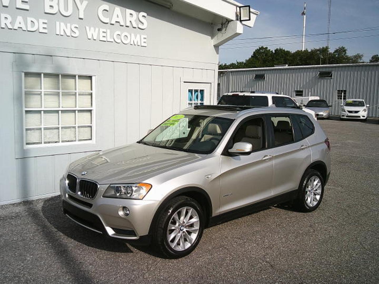 2013 Silver /Tan BMW X3 xDrive28i (5UXWX9C57DL) with an 3.0L L6 DOHC 24V engine, 8-Speed Automatic transmission, located at 4000 Bee Ridge Road, Sarasota, FL, 34233, (941) 926-0300, 27.298664, -82.489151- Photo#1