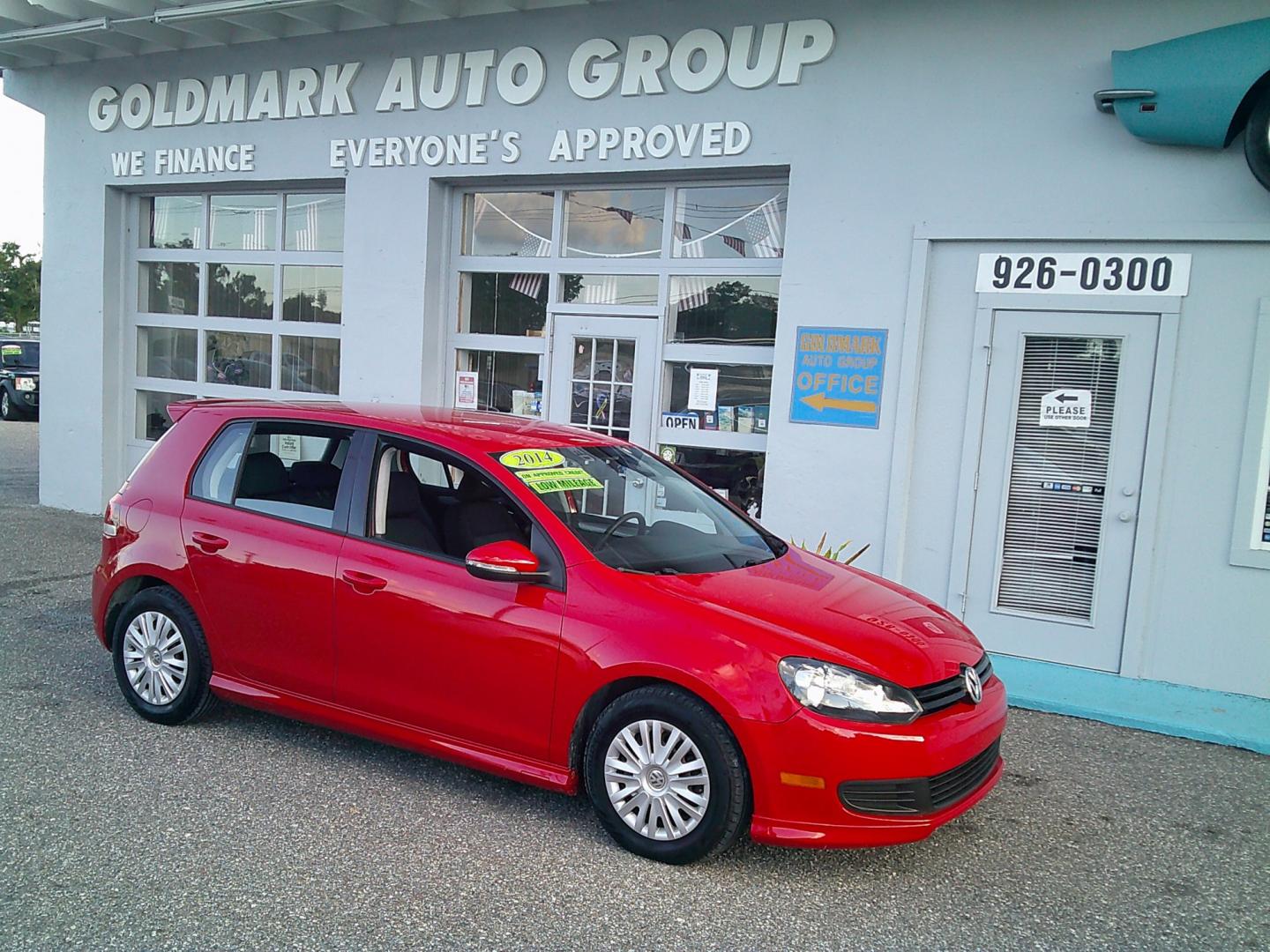 2014 Red /Black Volkswagen Golf 2.5L Conv & Sunroof 4 Door PZEV (WVWDB7AJ8EW) with an 2.5L L5 DOHC 20V engine, 6-Speed Automatic transmission, located at 4000 Bee Ridge Road, Sarasota, FL, 34233, (941) 926-0300, 27.298664, -82.489151- Photo#2