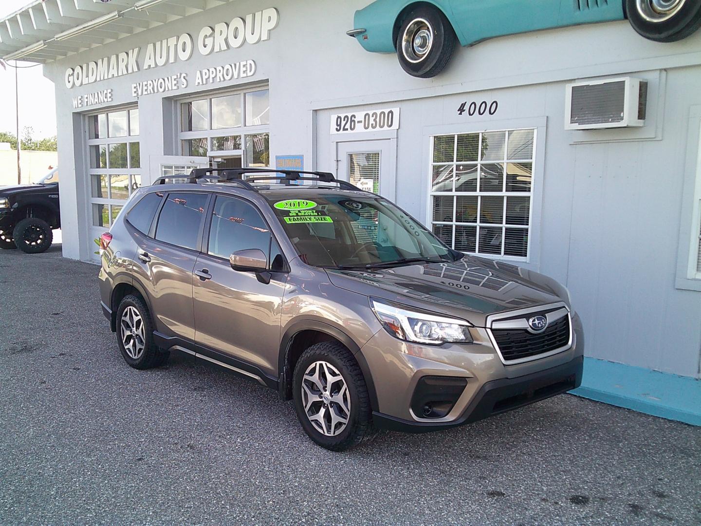 2019 Brown /Beige Subaru Forester Premium (JF2SKAGC4KH) with an 2.5L H4 SOHC 16V engine, CVT transmission, located at 4000 Bee Ridge Road, Sarasota, FL, 34233, (941) 926-0300, 27.298664, -82.489151- Photo#1